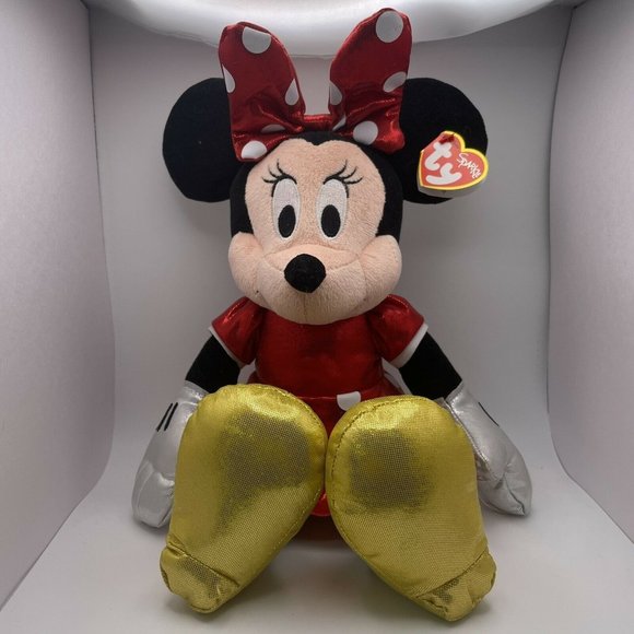 Minnie Mouse TY Beanie Buddies Disney 10" Sparkle Buddy Size Medium New - Picture 1 of 6